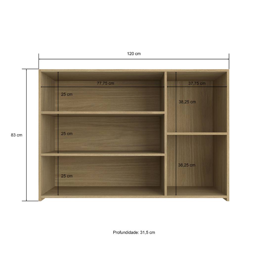 Armário Aéreo Alto 120cm 3 Portas Mdf Louro Freijó / Louro Freijó Linha Sardenha 4102