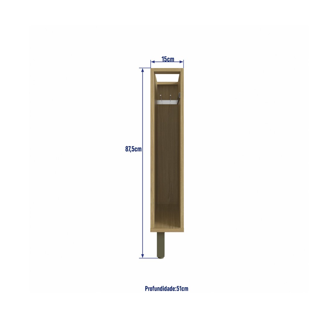 Balcão Toalheiro 15cm Mdf Louro Freijó / Louro Freijó S/ Tampo Linha Nova Dubai 3901