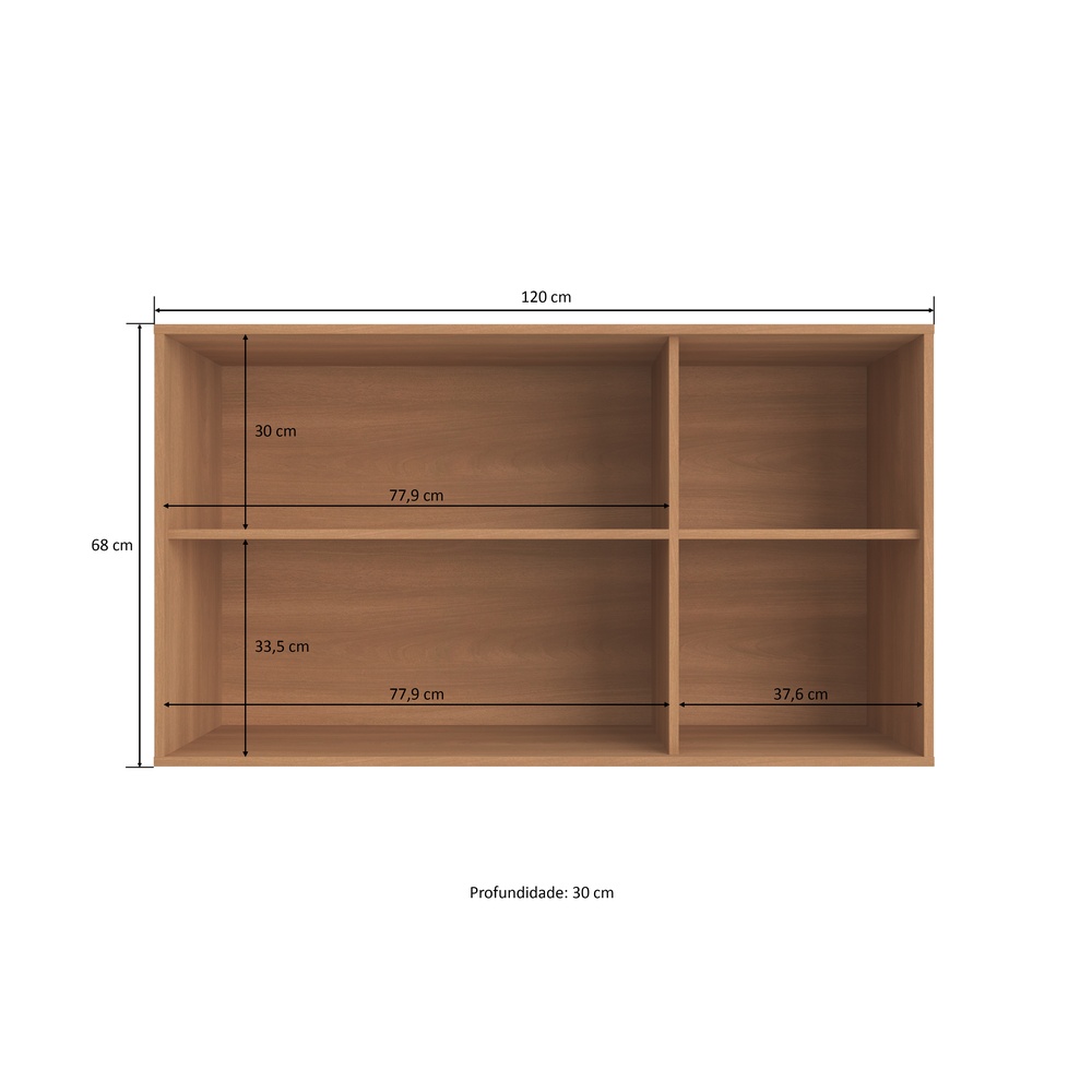 Armário Aéreo Alto 120cm 3 Portas Mdp Rovere / Rovere Linha Havana 3619
