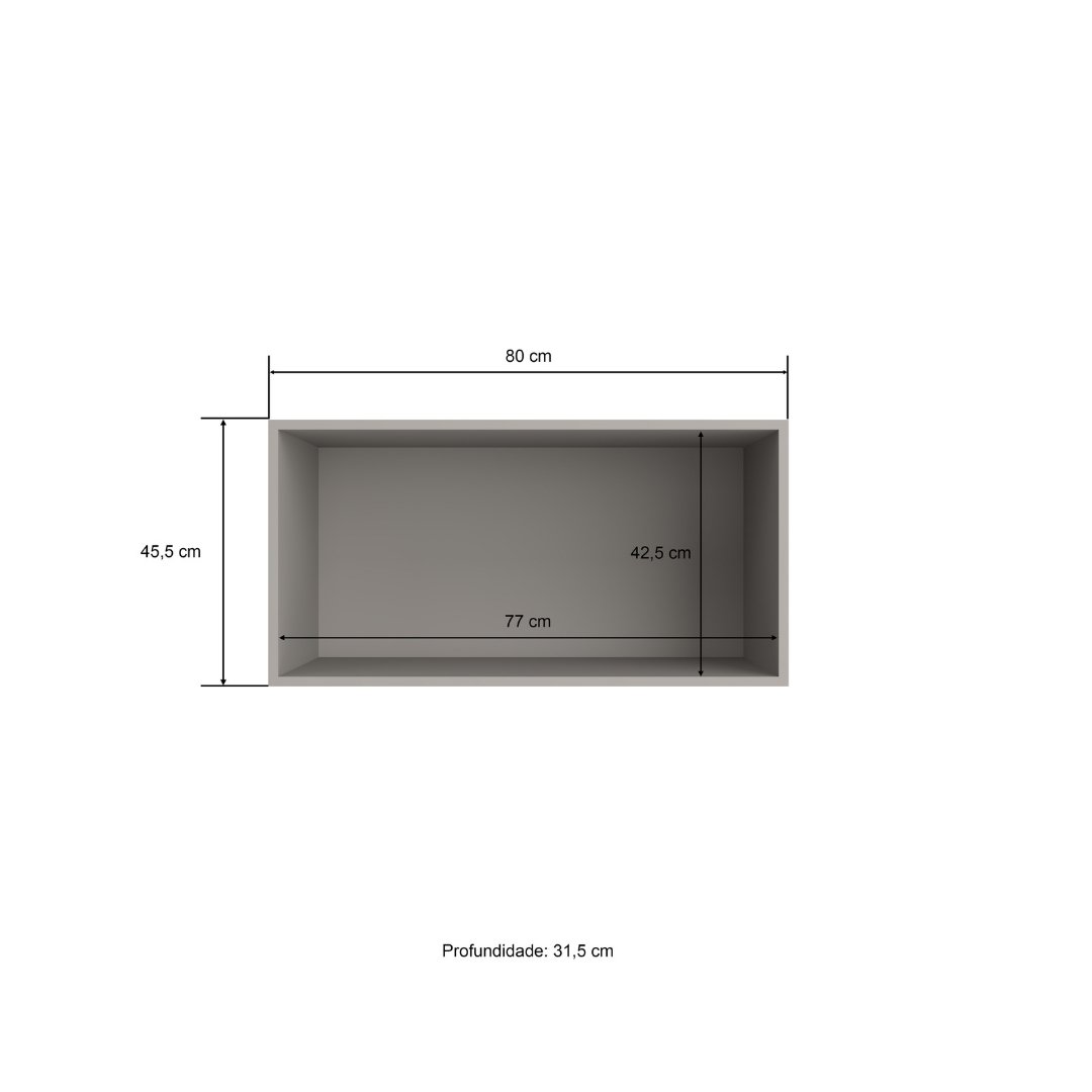 Armário Aéreo Médio 80cm 2 Portas Mdf Cinza / Cinza Linha Sardenha 4172