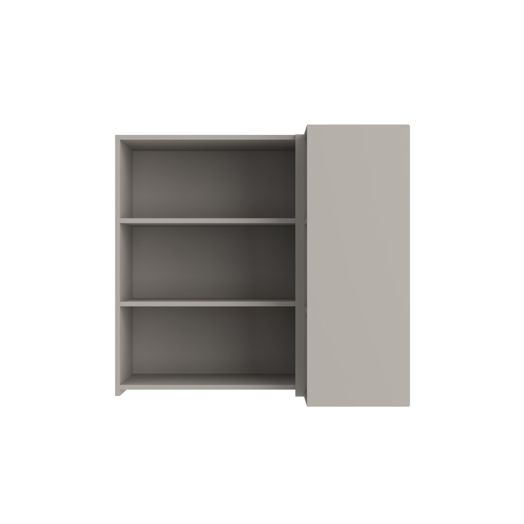 Armário Aéreo Alto Canto Reto 2 Portas Grafiatto Mdf Cinza / Cinza C/ Nicho Externo Linha Sardenha 4117