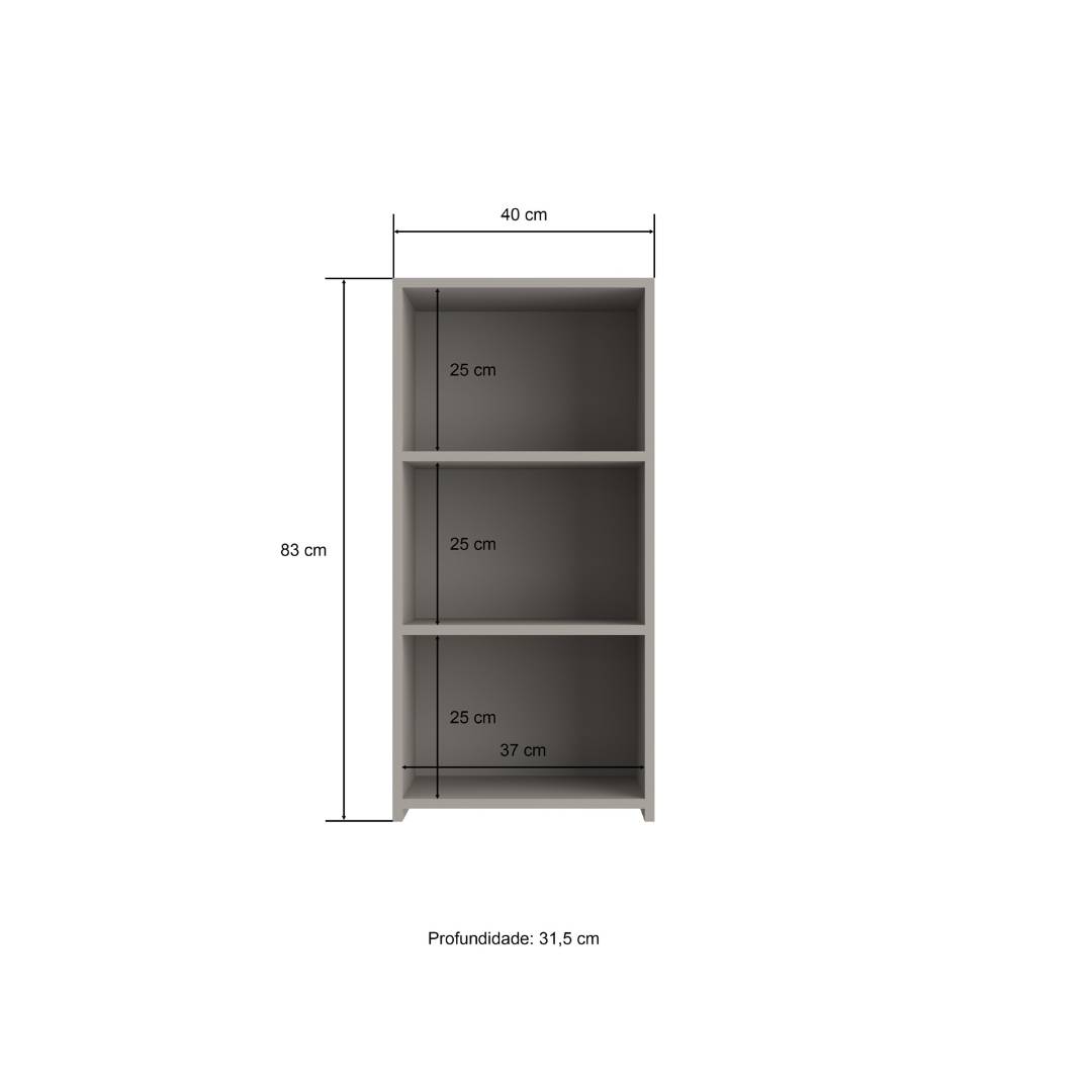 Armário Aéreo Alto 40cm 1 Porta Mdf Cinza / Cinza Linha Sardenha 4141