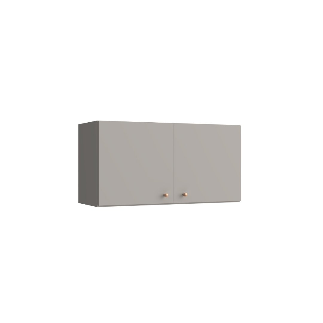 Armário Aéreo Médio 80cm 2 Portas Mdf Cinza / Cinza Linha Sardenha 4172