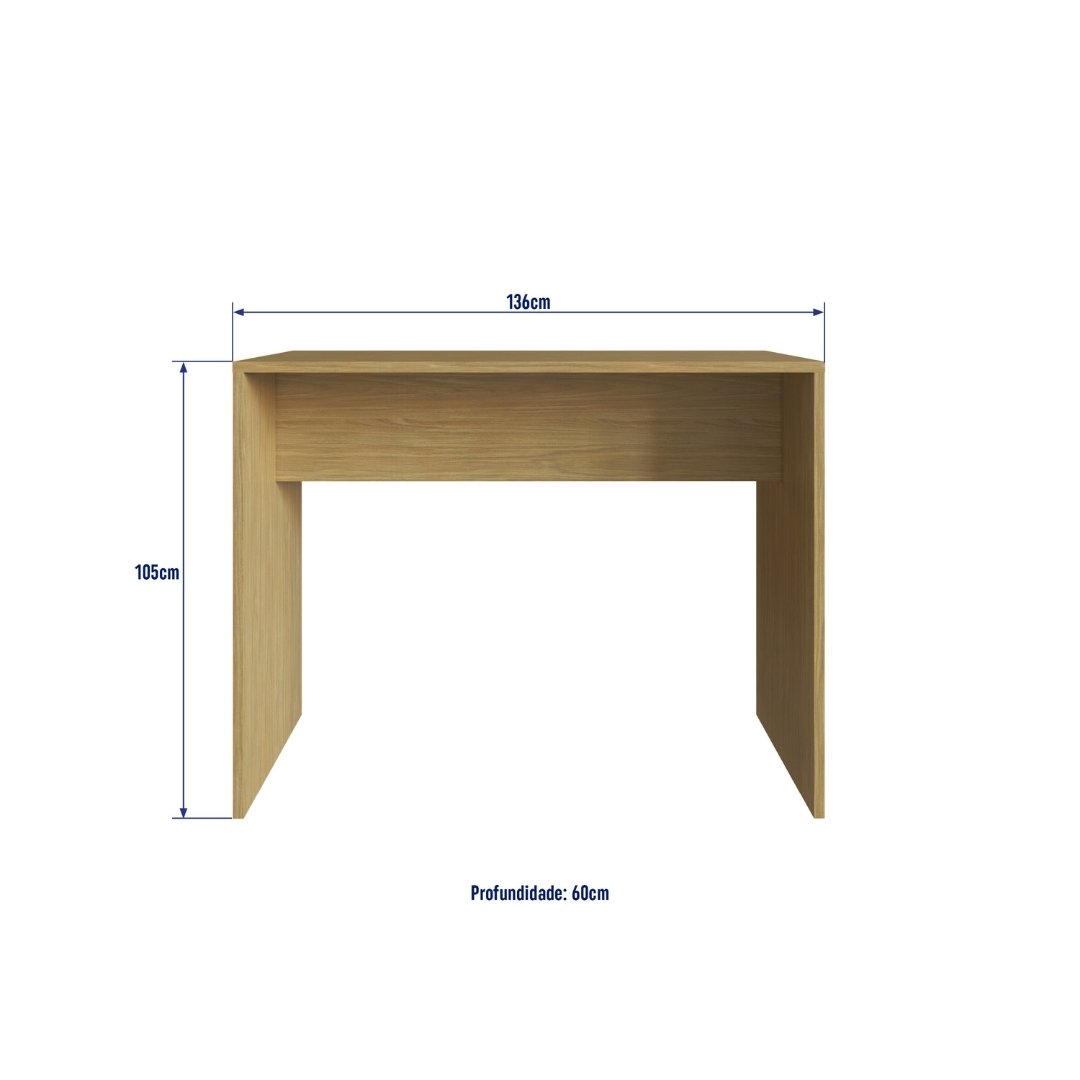 Mesa Bancada 136cm Mdf Louro Freijó C/ Tampo de 25mm Linha Nova Dubai 3932