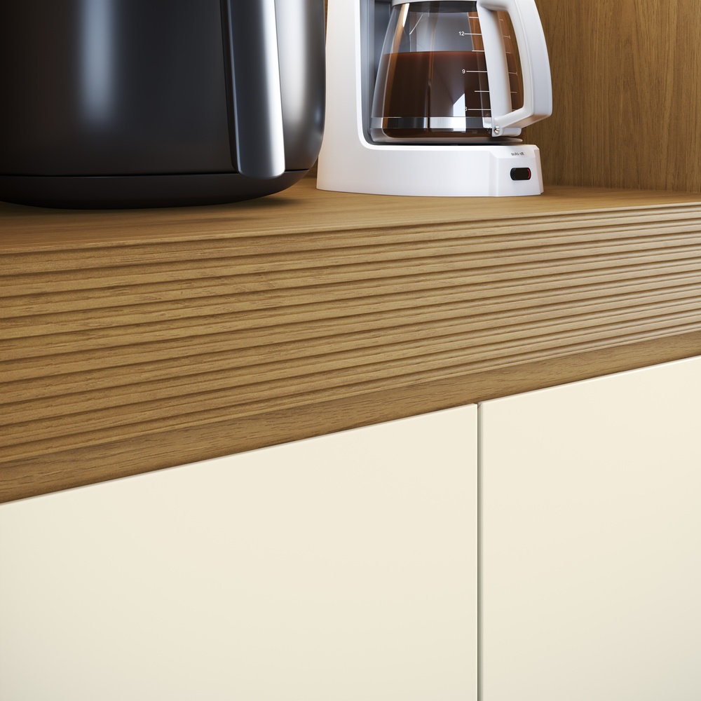 Torre Quente 70cm 4 Portas Mdf Mascavo / Champanhe C/ Tomada Inclusa C/ Espaço P/ Forno Elétrico Vidro Reflecta Linha Mira 4623