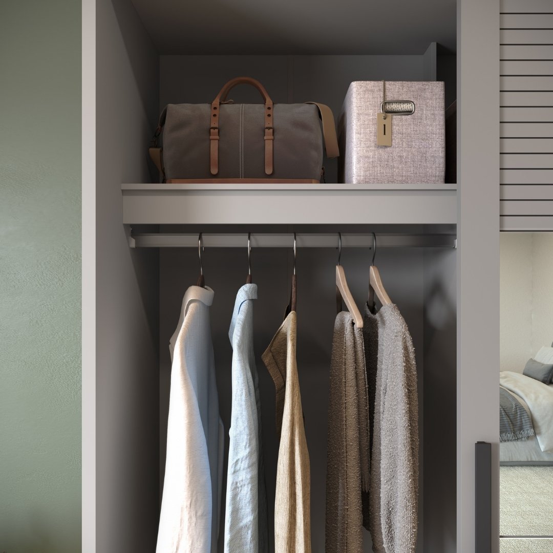 Roupeiro Thales 150cm 2 Portas 3 Gavetas Mdf Cinza / Cinza Grafiatto C/ Espelho 521