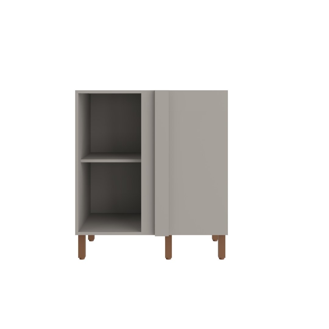 Balcão Canto Reto 1 Porta Mdf Cinza / Cinza S/ Tampo Linha Sardenha 4104