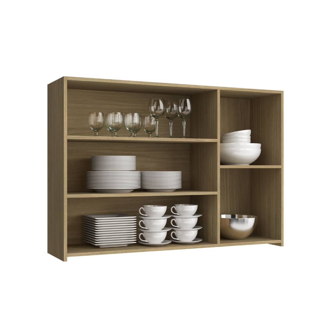 Armário Aéreo Alto 120cm 3 Portas Mdf Louro Freijó / Louro Freijó Linha Sardenha 4102