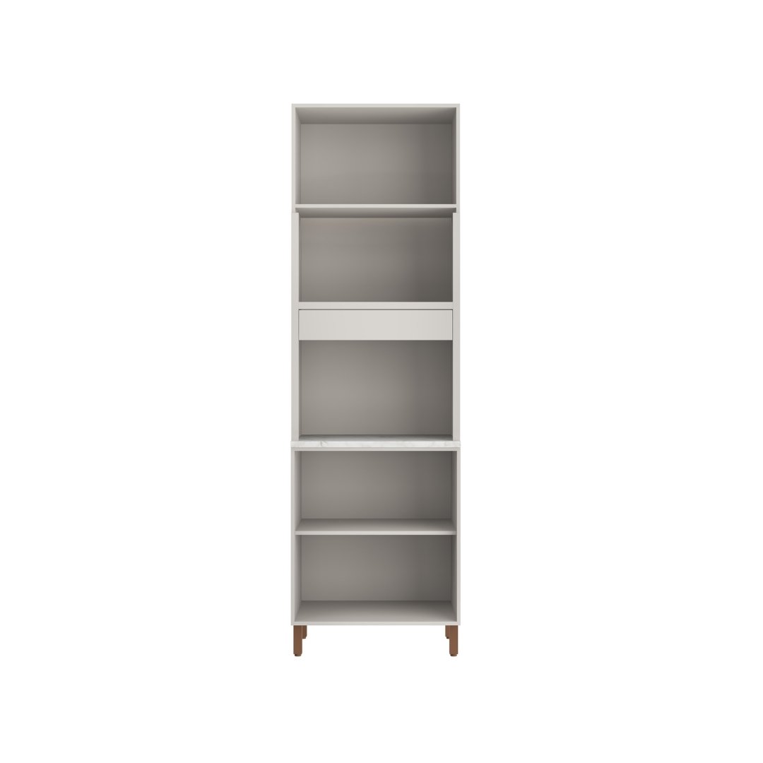 Torre Quente 70cm 3 Portas Mdf Cinza / Cinza/ Atenna C/ Espaço P/ Forno Elétrico e Micro-ondas Linha Sardenha 4103