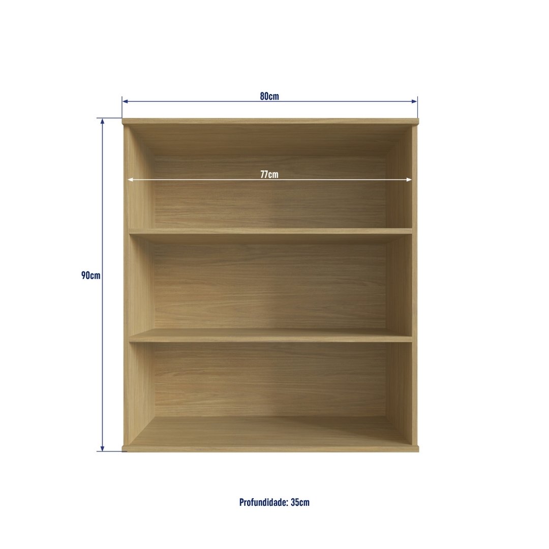 Armário Aéreo Alto 80cm 2 Portas Mdf Louro Freijó / Louro Freijó Linha Nova Dubai 3980