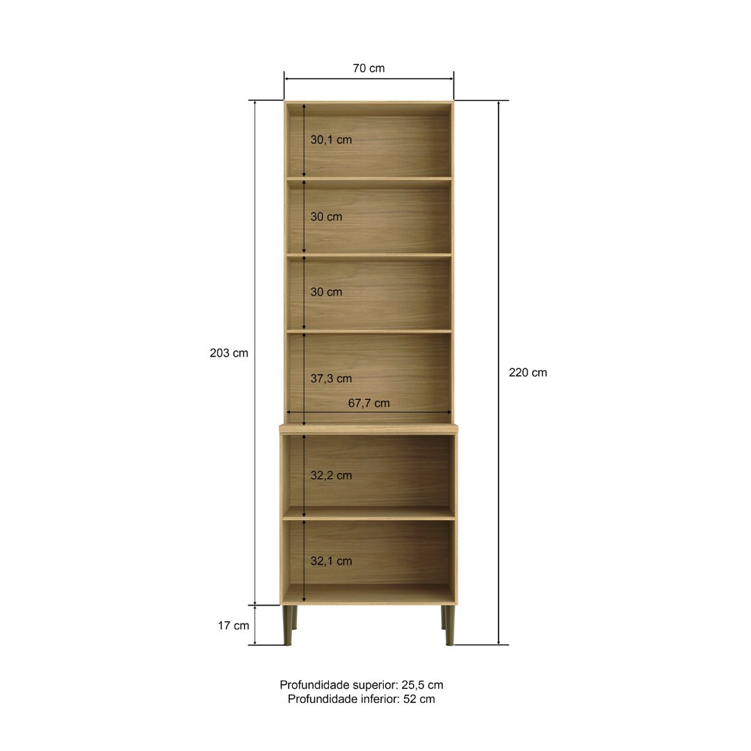 Cristaleira 70cm 4 Portas Mdf Louro Freijó / Louro Freijó C/ Vidro Reflecta Linha Ibiza 4306