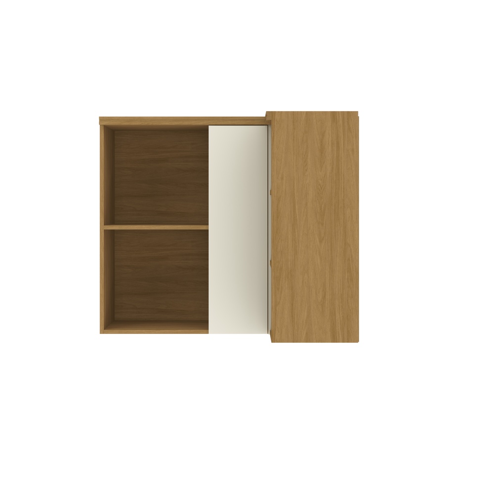 Armário Aéreo Alto Canto Reto 1 Porta Mdf Mascavo / Champanhe C/ Nicho Externo Linha Mira 4617