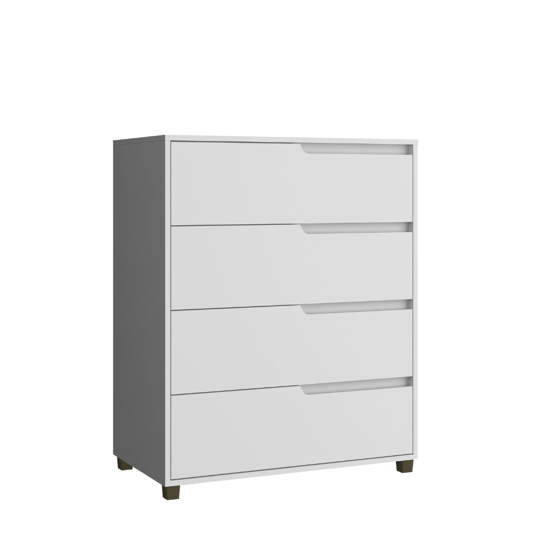 Cômoda Monet 80cm 4 Gavetas Mdf Branco / Branco 510