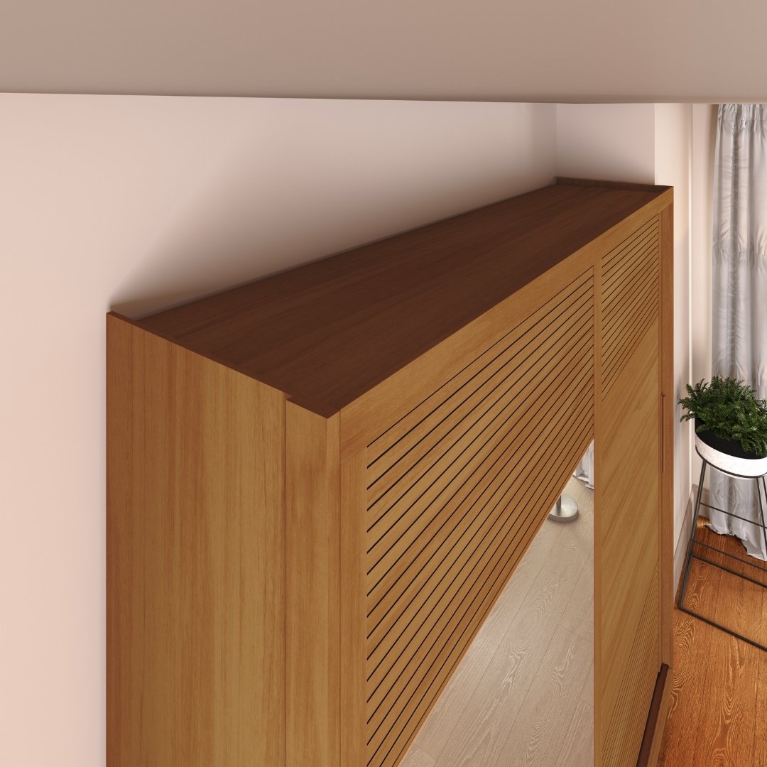 Roupeiro Malthus 237cm 2 Portas 3 Gavetas Mdf Nature / Nature Grafiatto C/ Espelho 520