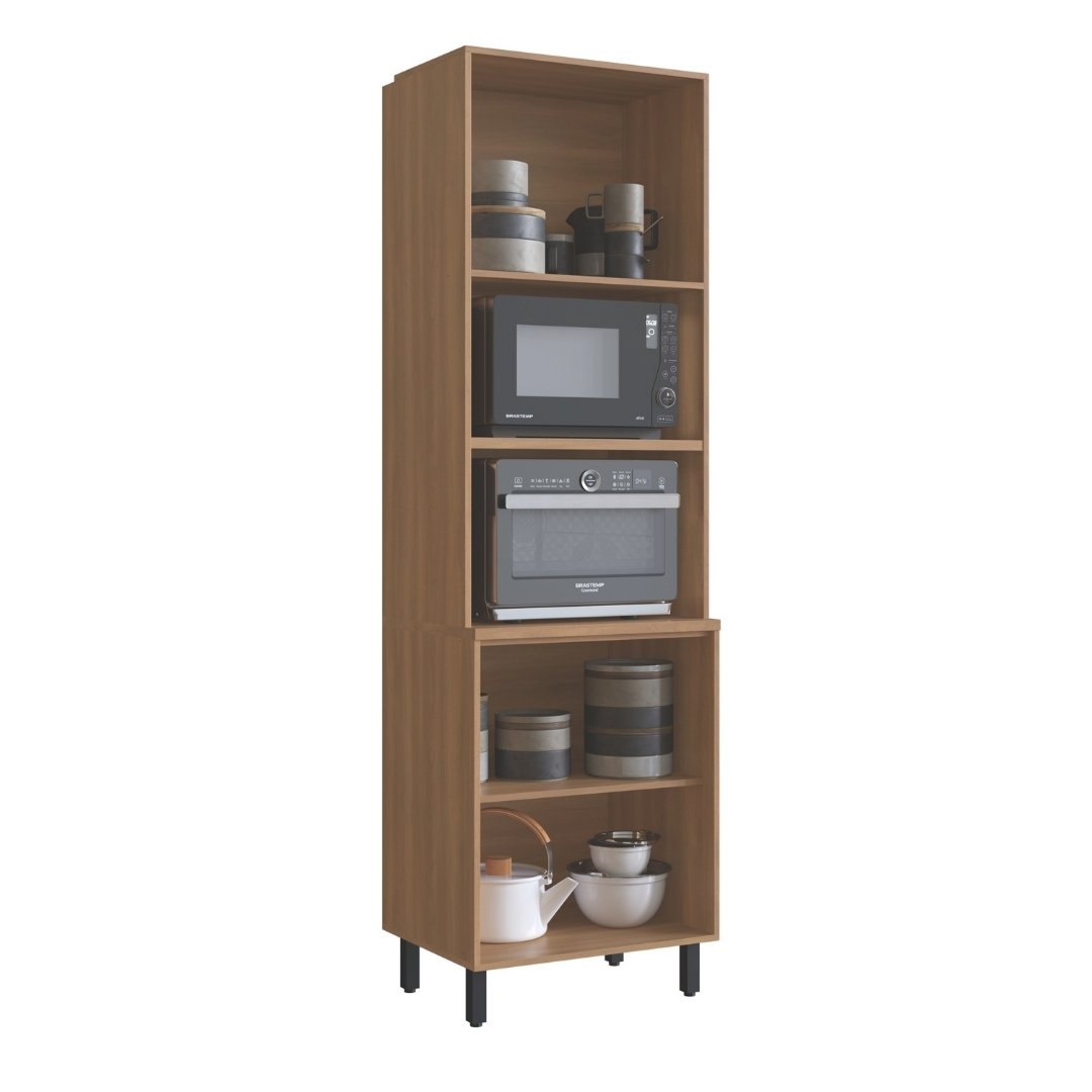 Torre Quente 65cm 4 Portas Mdp Rovere / Champanhe C/ Espaço P/ Forno Elétrico e Micro-ondas Linha Havana 3603