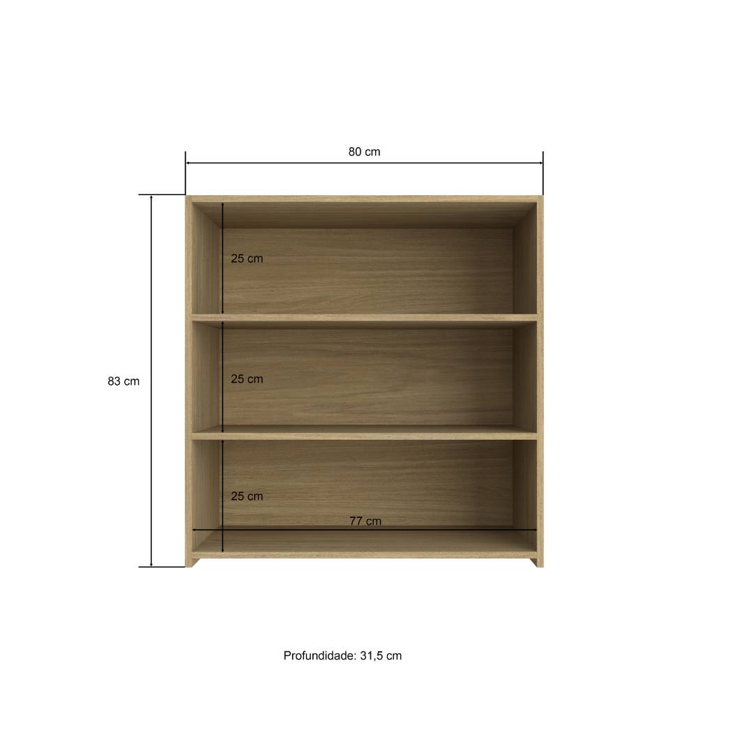 Armário Aéreo Alto 80cm 2 Portas Mdf Louro Freijó / Louro Freijó Linha Sardenha 4192