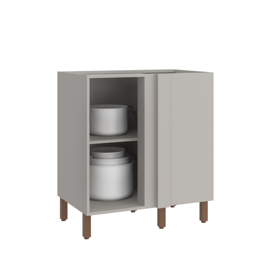 Balcão Canto Reto 1 Porta Mdf Cinza / Cinza S/ Tampo Linha Sardenha 4104