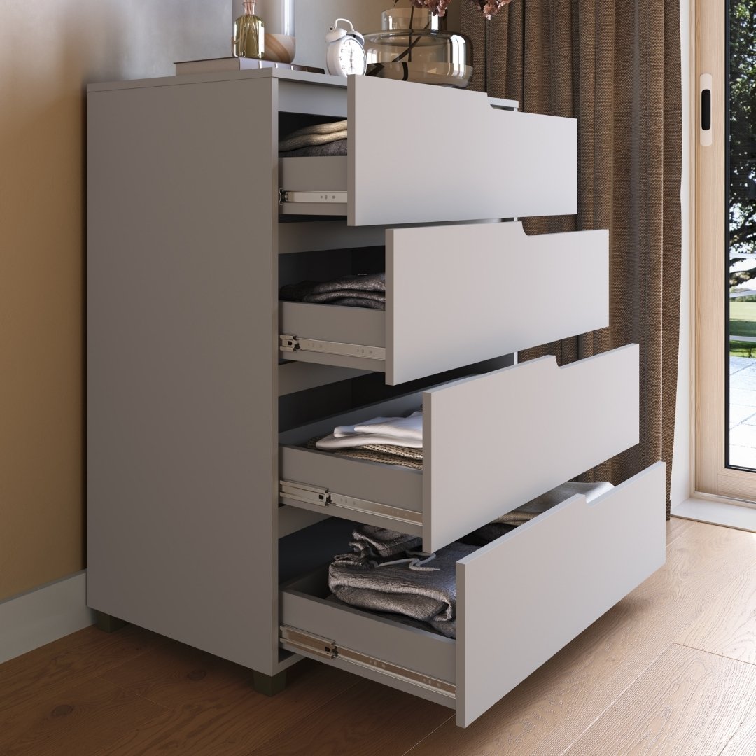 Cômoda Monet 80cm 4 Gavetas Mdf Cinza / Cinza 510