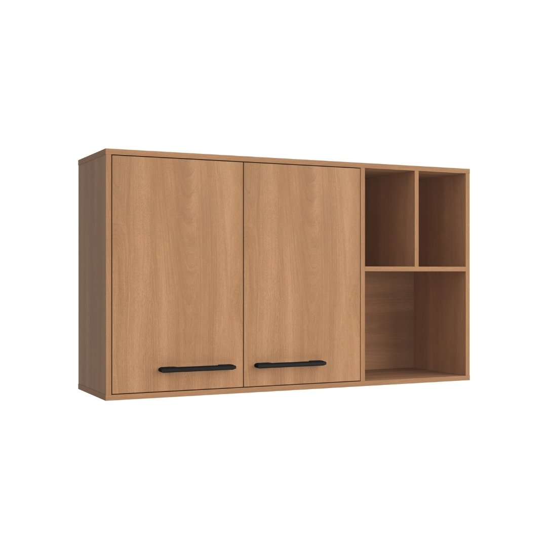 Armário Aéreo Alto 120cm 2 Portas Mdp Rovere / Rovere C/ Nicho Externo Linha Havana 3609