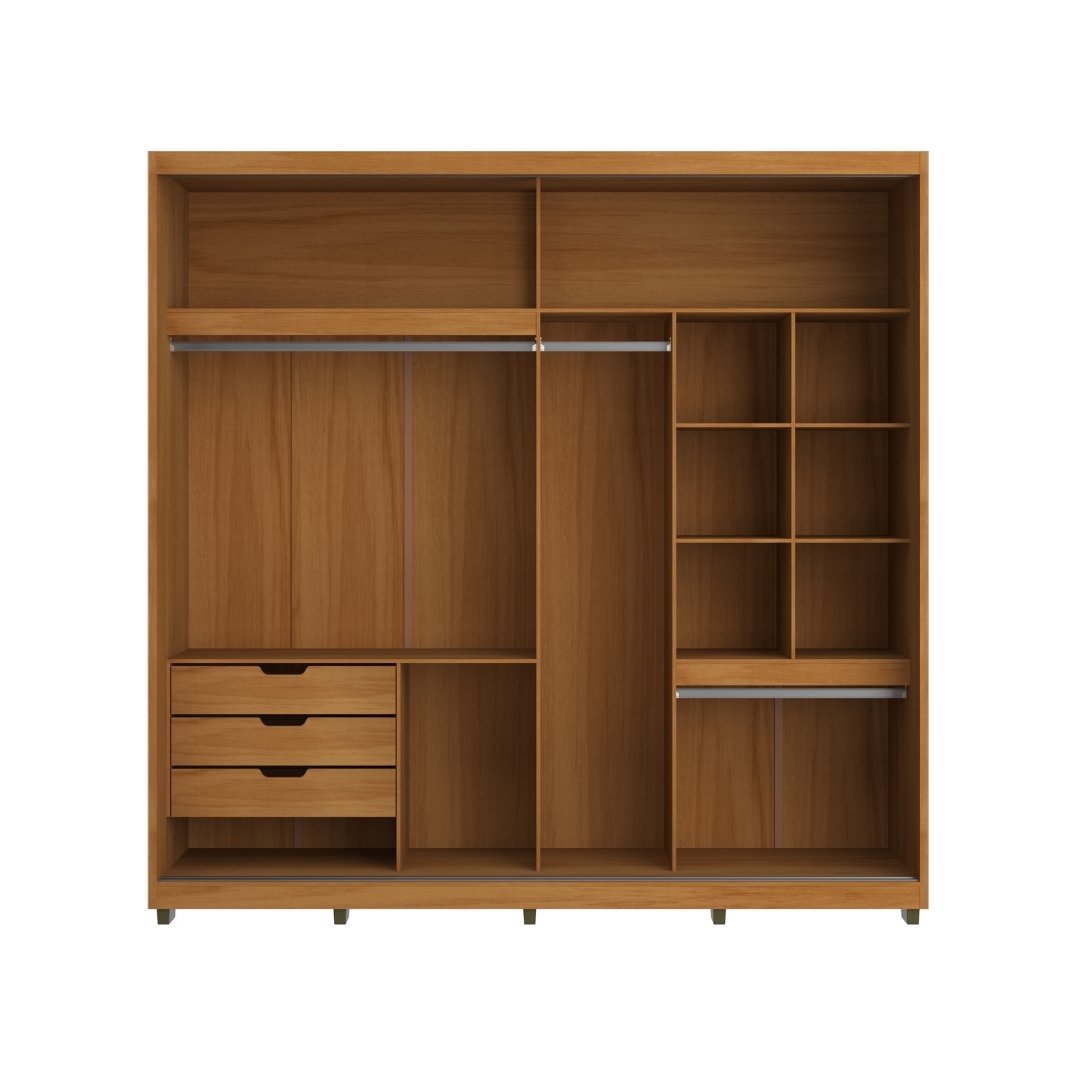 Roupeiro Malthus 237cm 2 Portas 3 Gavetas Mdf Nature / Nature Grafiatto S/ Espelho 520