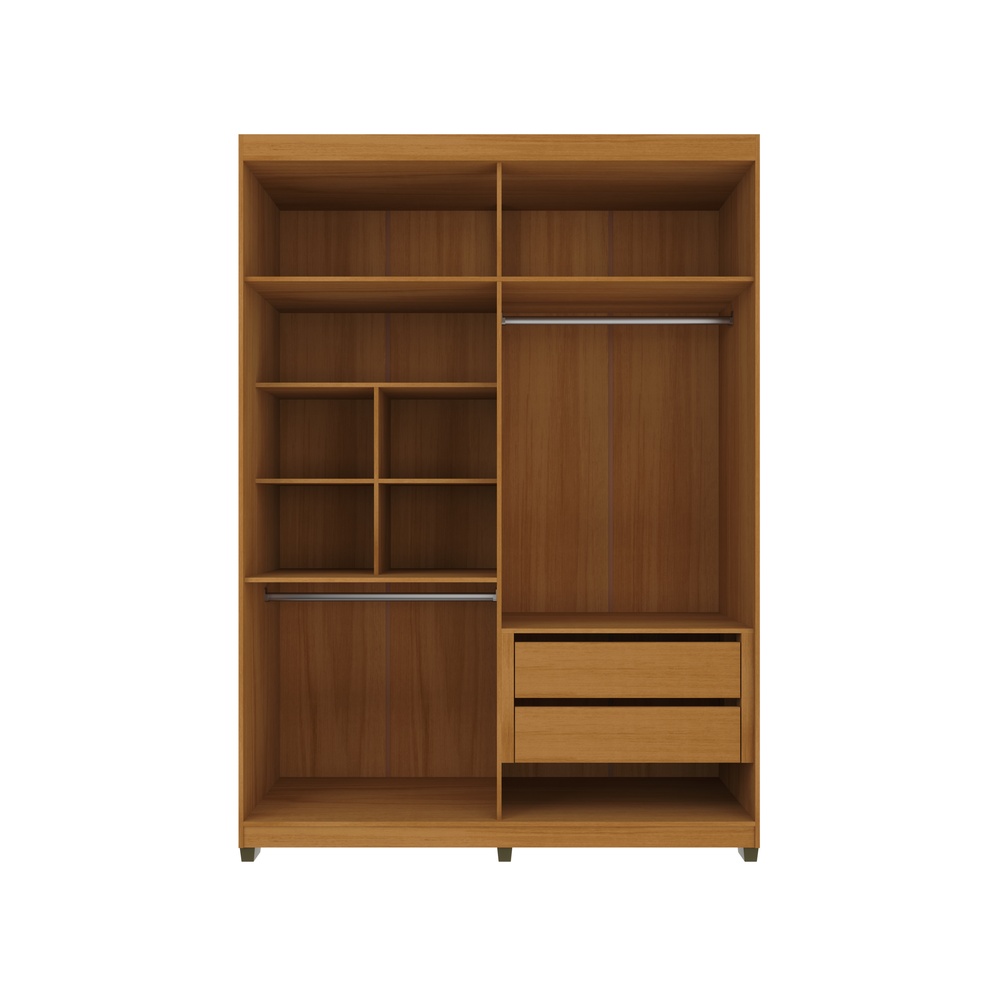 Roupeiro Newton 168cm 4 Portas 2 Gavetas Mdf Nature / Nature Grafiatto C/ Espelho 524