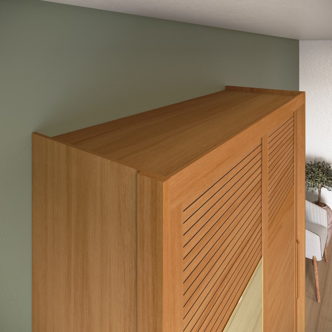 Roupeiro Thales 150cm 2 Portas 3 Gavetas Mdf Nature / Nature Grafiatto C/ Espelho 521