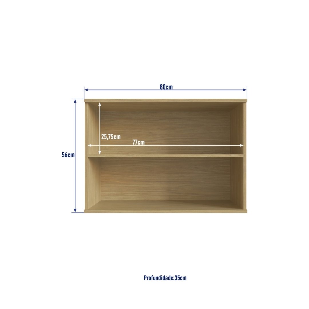 Armário Aéreo Médio 80cm 2 Portas Mdf Louro Freijó / Louro Freijó Linha Nova Dubai 3972