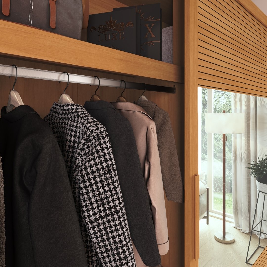 Roupeiro Malthus 237cm 2 Portas 3 Gavetas Mdf Nature / Nature Grafiatto C/ Espelho 520