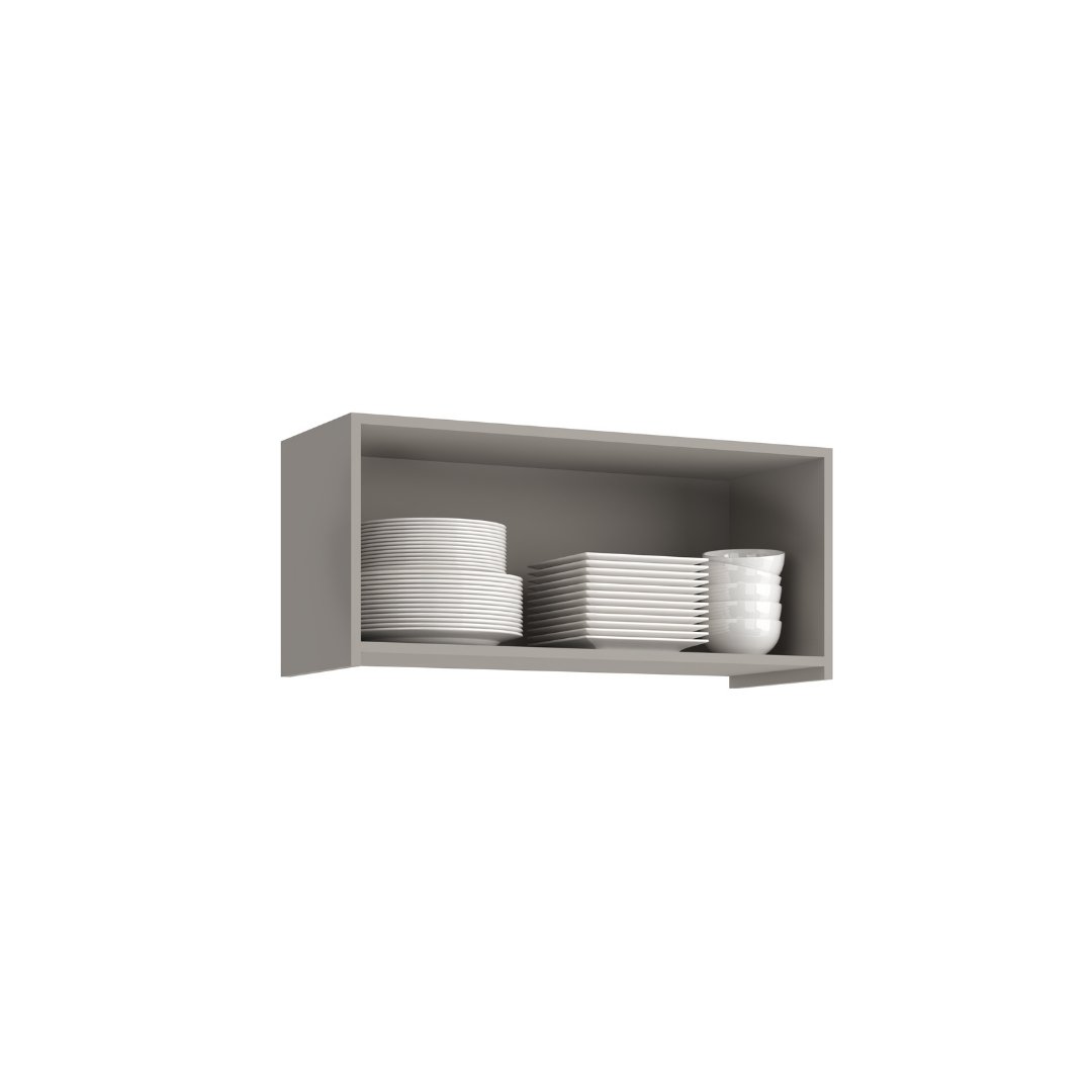 Armário Aéreo Basculante 80cm 1 Porta Grafiatto Mdf Cinza / Cinza Linha Sardenha 4181