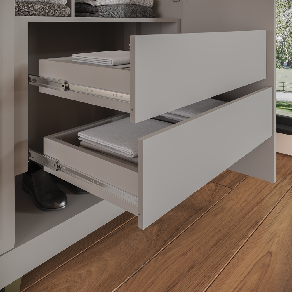 Roupeiro Newton 168cm 4 Portas 2 Gavetas Mdf Cinza / Cinza Grafiatto C/ Espelho 524