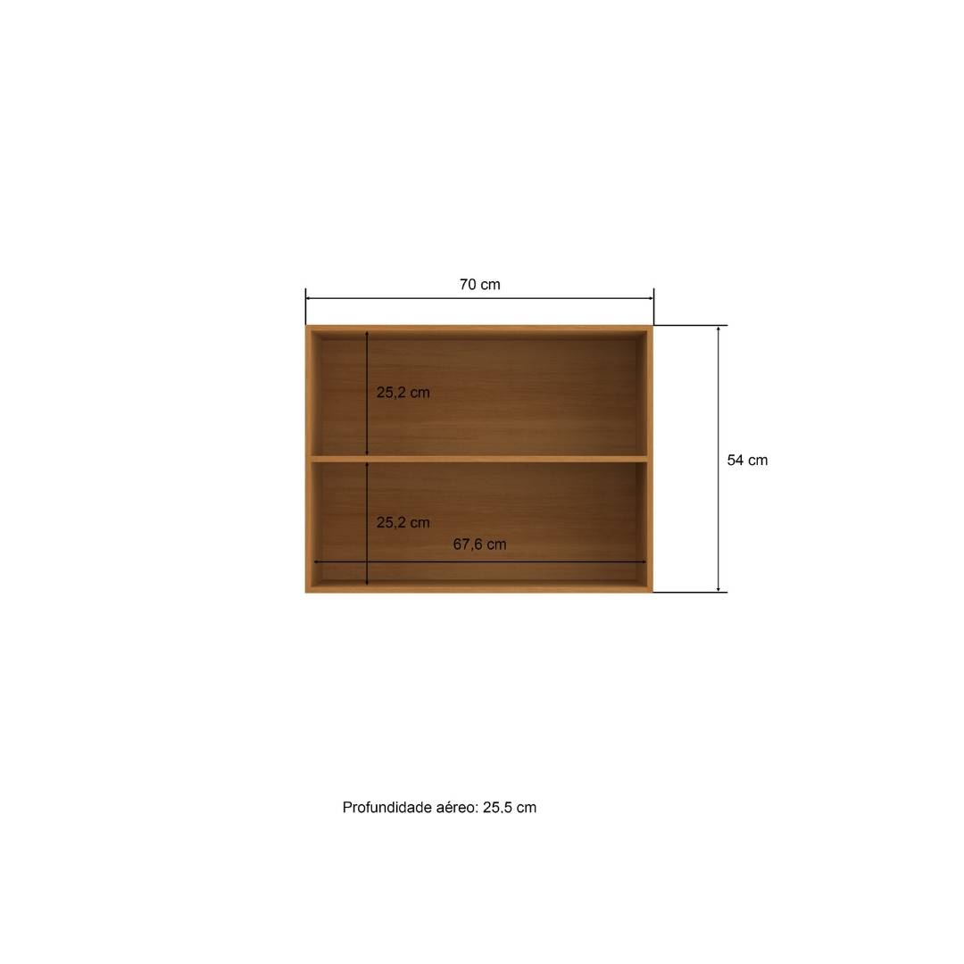 Armário Aéreo Médio 70cm 2 Portas Mdf Nature / Champanhe Linha Ibiza 4375