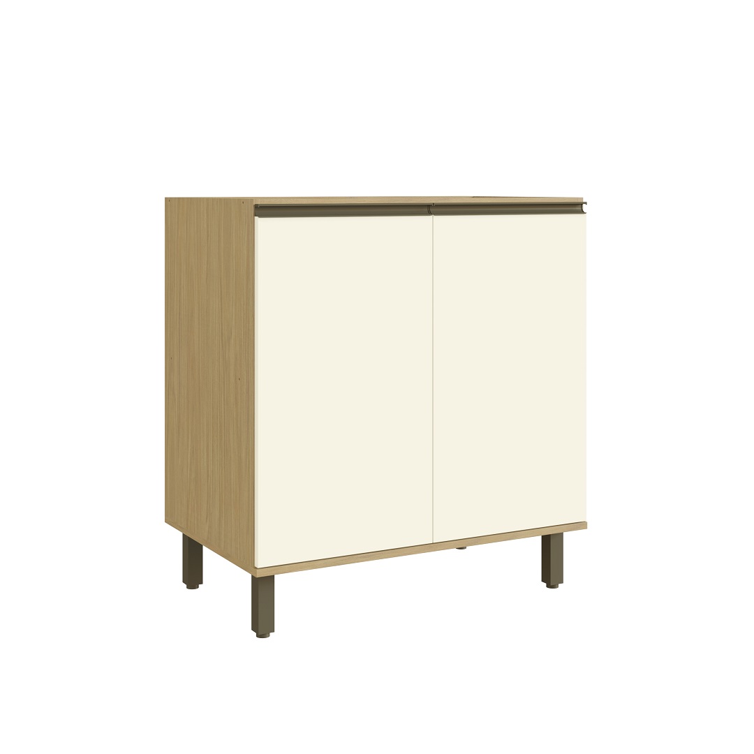 Balcão 80cm 2 Portas Mdf Louro Freijó / Champanhe S/ Tampo Linha Nova Dubai 3938