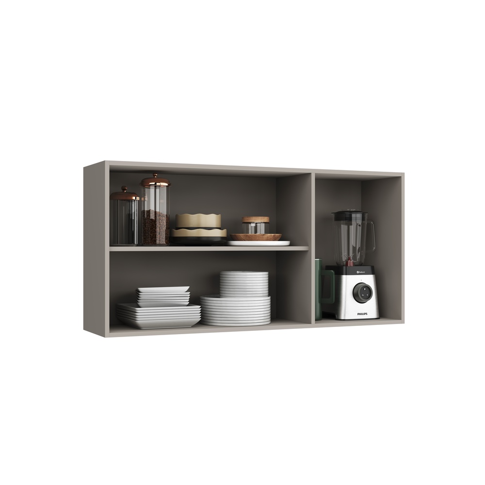 Armário Aéreo Alto 120cm 3 Portas Mdp Cinza / Cinza Linha Charlotte 4511