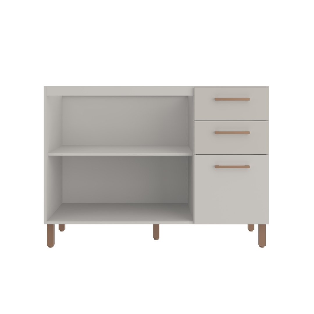 Balcão P/ Pia 120cm 2 Portas 3 Gavetas Mdf Cinza / Cinza Linha Sardenha 4107