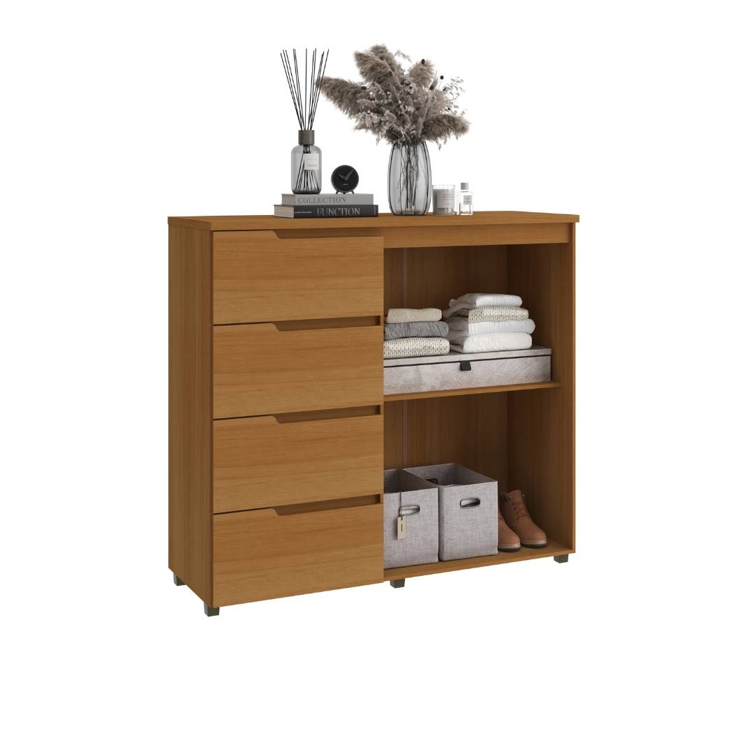 Cômoda Línea 130cm 2 Portas 4 Gavetas Mdf Nature / Nature 523