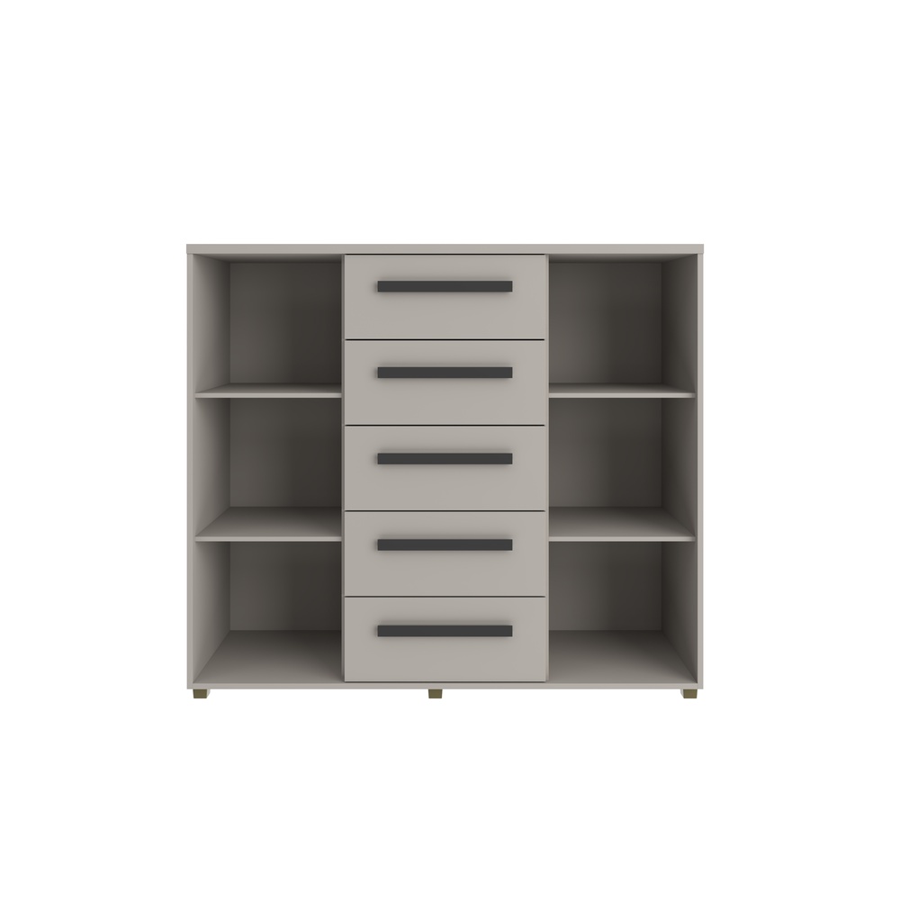 Cômoda Strauss 135cm 2 Portas 5 Gavetas Mdf Cinza / Cinza 528