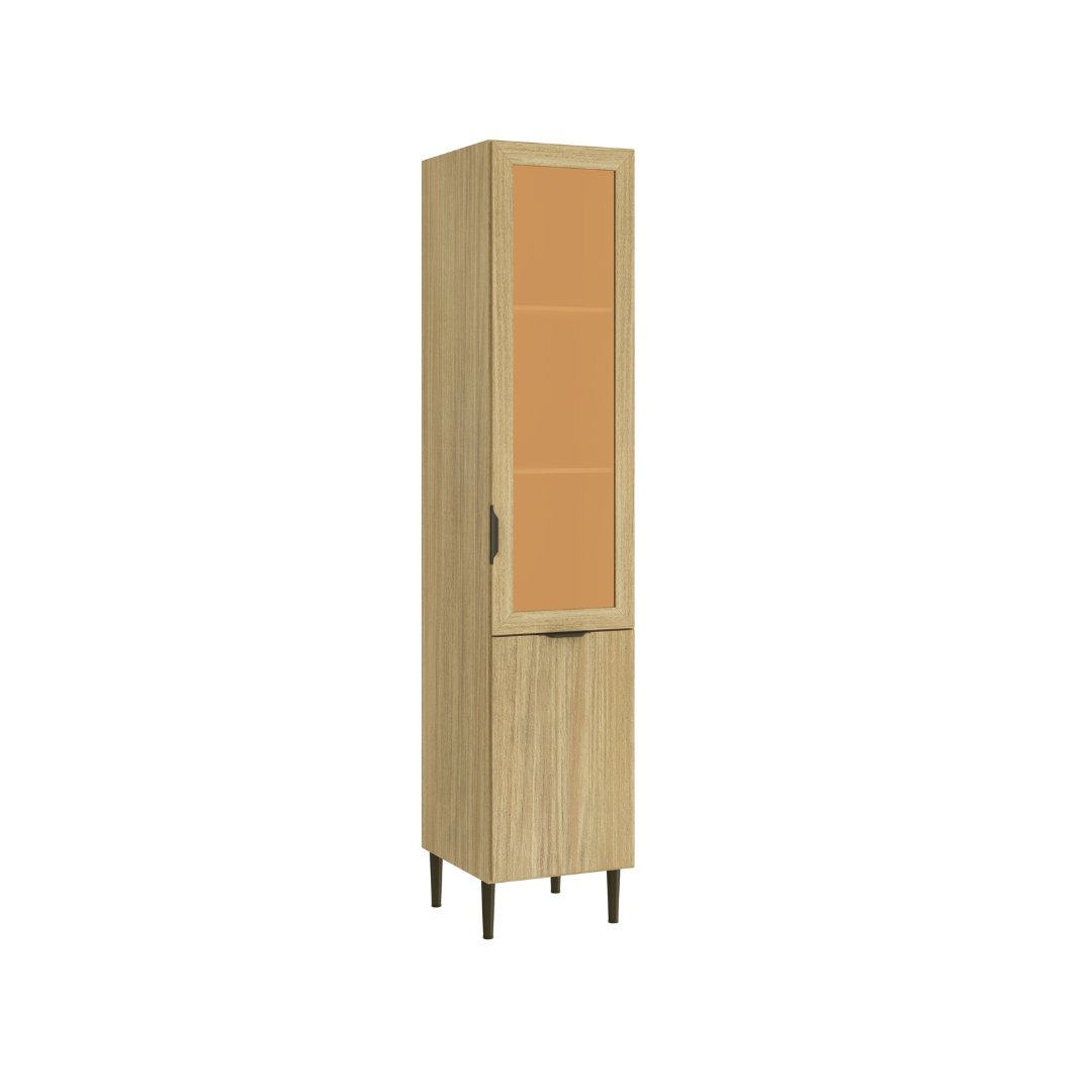 Paneleiro Simples 40cm 2 Portas Mdf C/ Vidro Reflecta Louro Freijó / Louro Freijó Linha Ibiza 4329