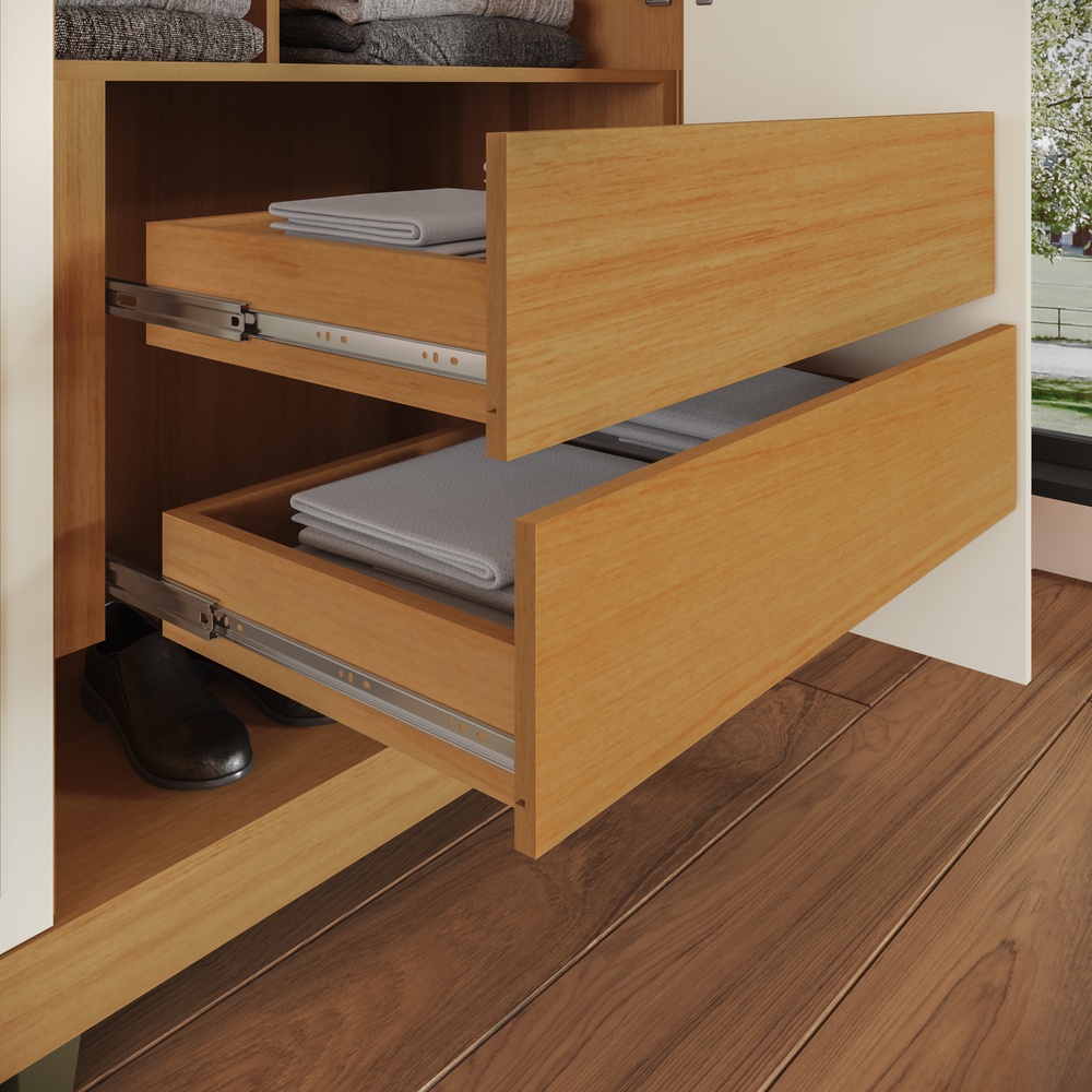 Roupeiro Newton 168cm 4 Portas 2 Gavetas Mdf Nature / Nature Grafiatto C/ Espelho 524