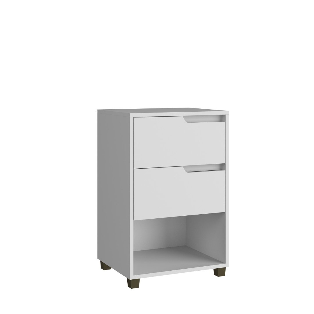 Mesa Auxiliar Da Vinci 45cm 2 Gavetas Mdf Branco / Branco 512