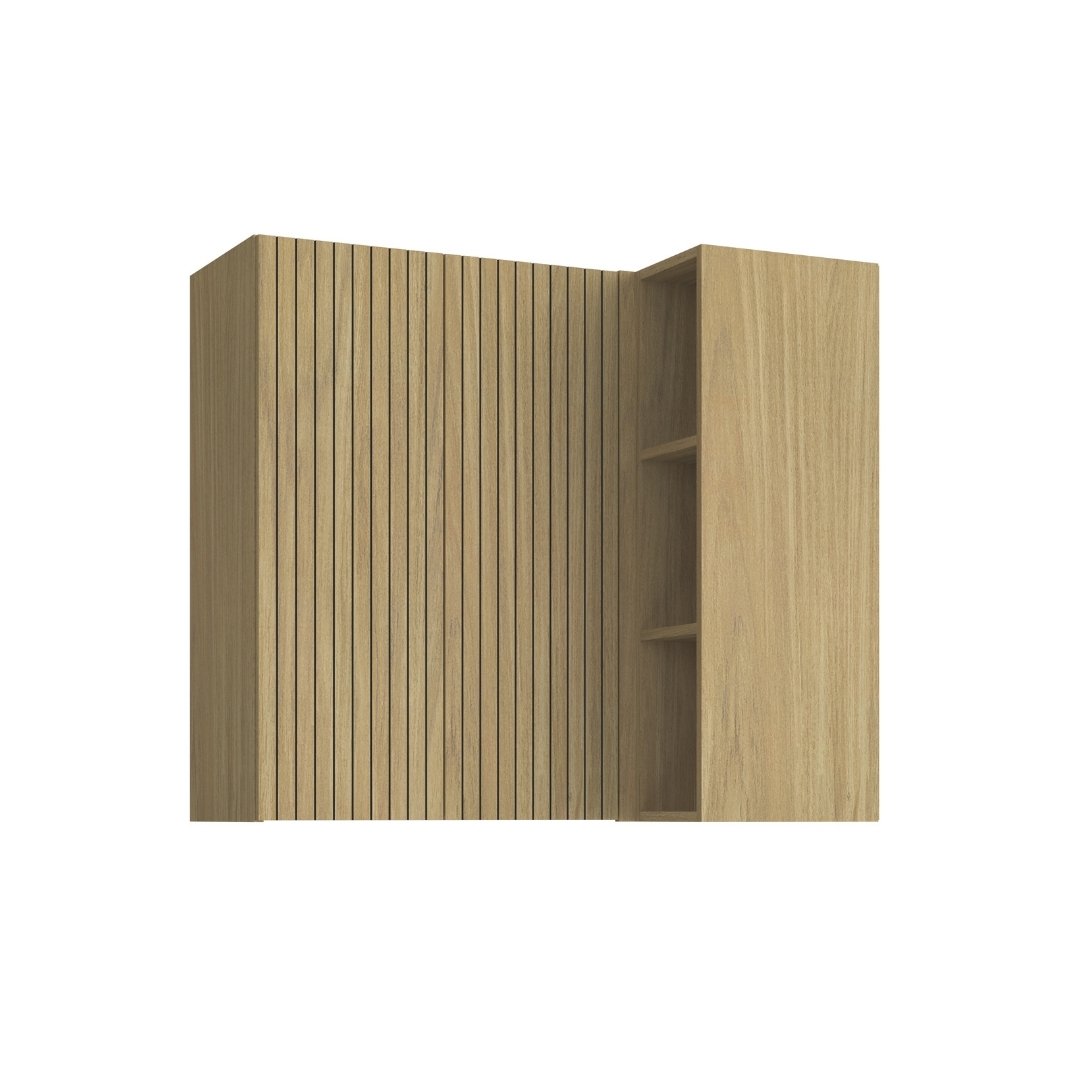 Armário Aéreo Alto Canto Reto 2 Portas Grafiatto  Mdf Louro Freijó / Louro Freijó C/ Nicho Externo Linha Sardenha 4117