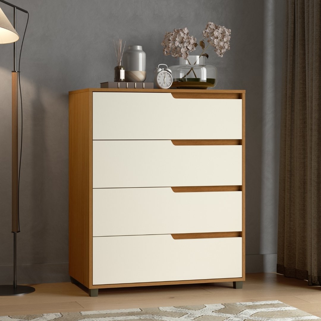 Cômoda Monet 80cm 4 Gavetas Mdf Nature / Champanhe 510