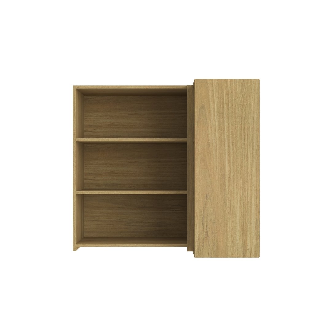 Armário Aéreo Alto Canto Reto 2 Portas Grafiatto  Mdf Louro Freijó / Louro Freijó C/ Nicho Externo Linha Sardenha 4117