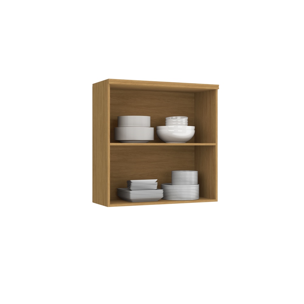 Armário Aéreo Alto 80cm 2 Portas Mdf Mascavo / Champanhe Linha Mira 4682