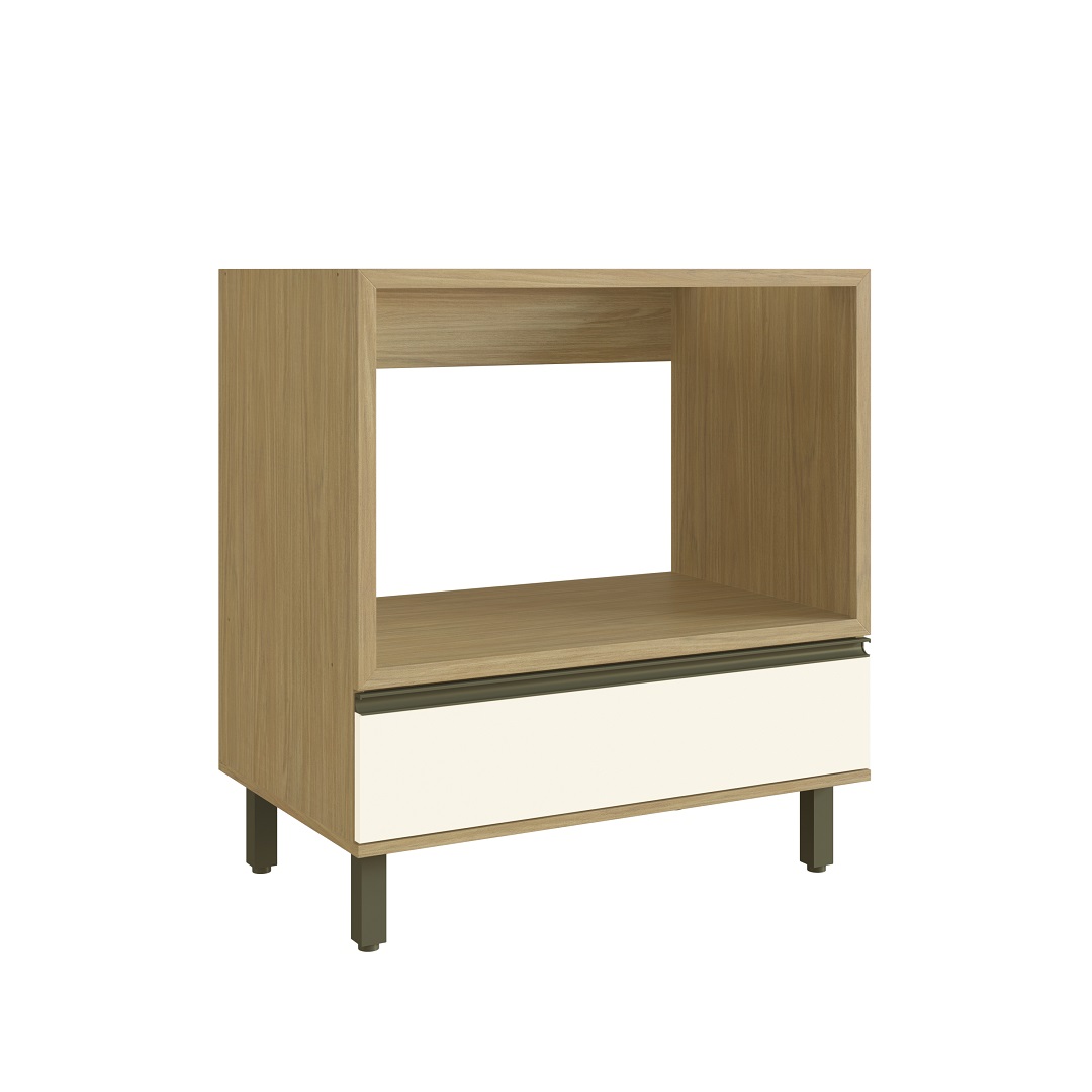 Balcão P/ Forno Elétrico 80cm 1 Gaveta Mdf Louro Freijó / Champanhe S/ Tampo Linha Nova Dubai 3912