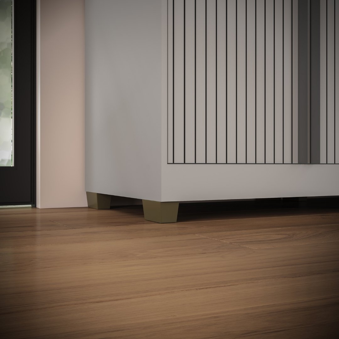 Roupeiro Newton 250cm 6 Portas 4 Gavetas Mdf Cinza / Cinza Puxador Cinza Grafiatto C/ Espelho 517