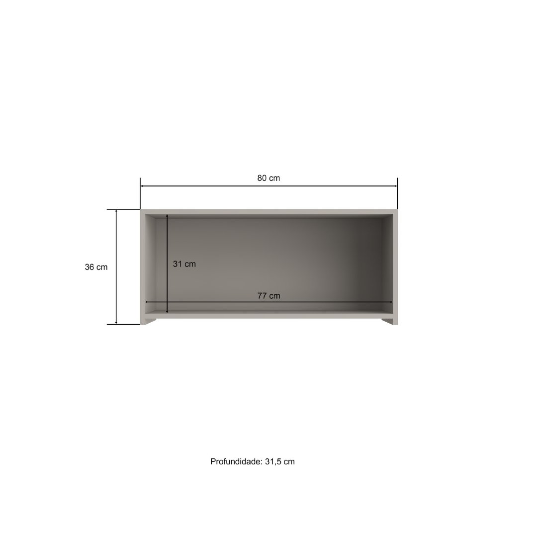 Armário Aéreo Basculante 80cm 1 Porta Grafiatto Mdf Cinza / Cinza Linha Sardenha 4181