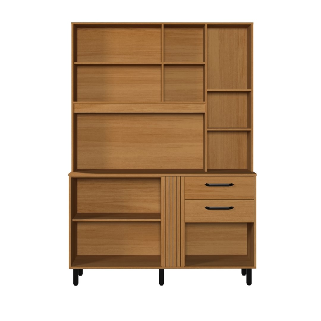 Kit de Cozinha Luna 140cm 6 Portas 2 Gavetas Mdp Nature / Grafite C/ Tampo 596