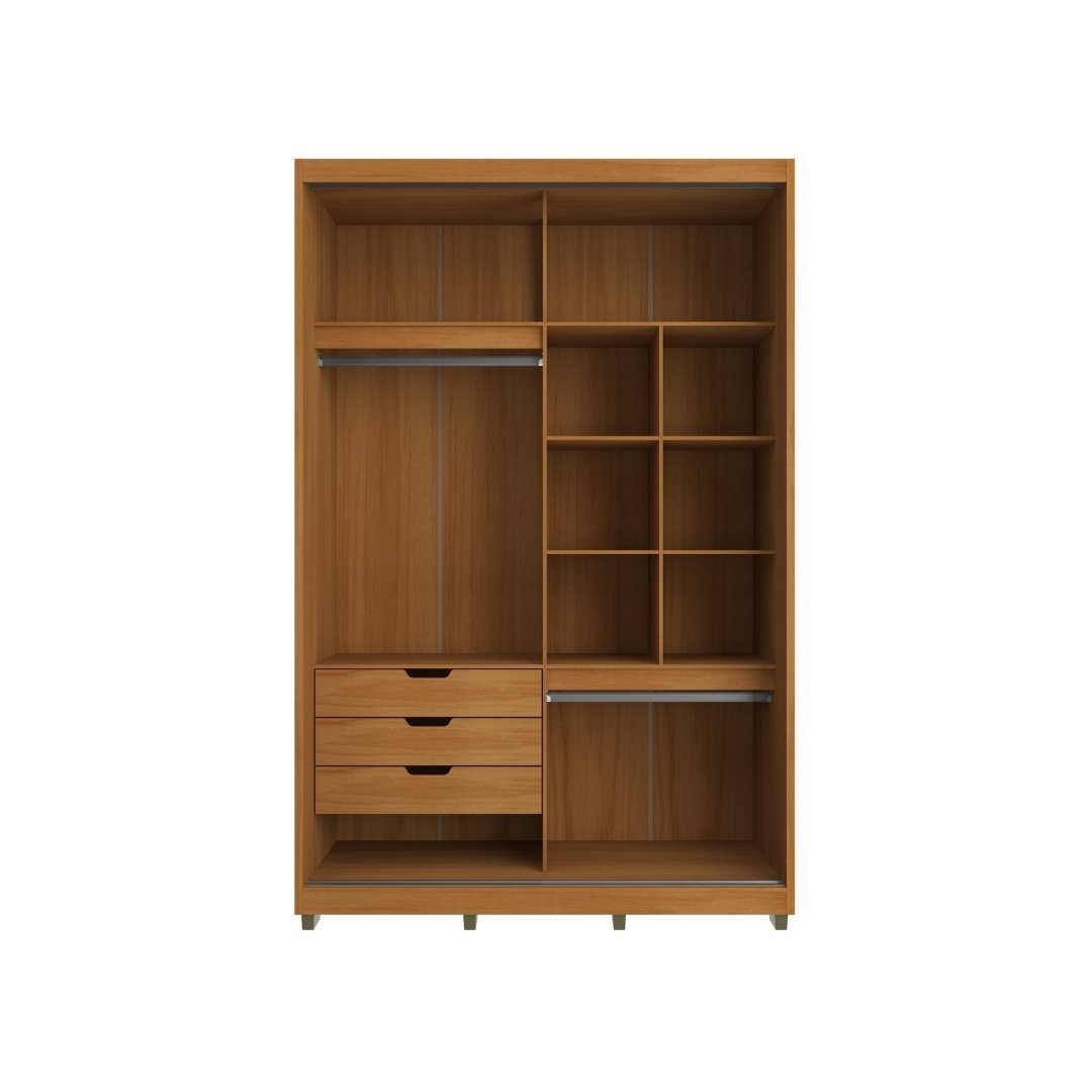 Roupeiro Thales 150cm 2 Portas 3 Gavetas Mdf Nature / Nature Grafiatto C/ Espelho 521