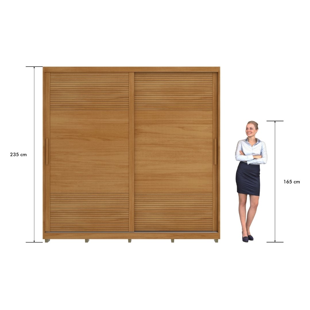 Roupeiro Malthus 237cm 2 Portas 3 Gavetas Mdf Nature / Nature Grafiatto S/ Espelho 520
