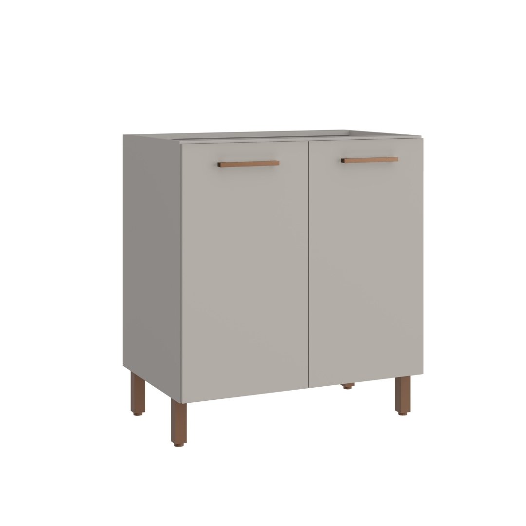 Balcão 80cm 2 Portas Mdf Cinza / Cinza S/ Tampo Linha Sardenha 4138